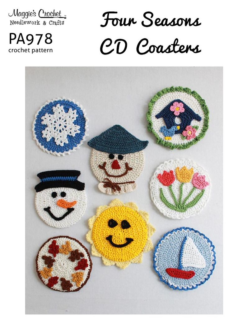 PA978-R Four Seasons CD Coasters Crochet Pattern
