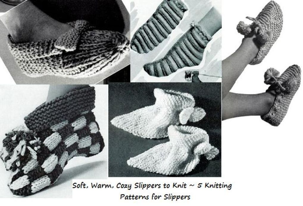 Soft, Warm, Cozy Slippers to Knit ~ 5 Knitting Patterns for Slippers