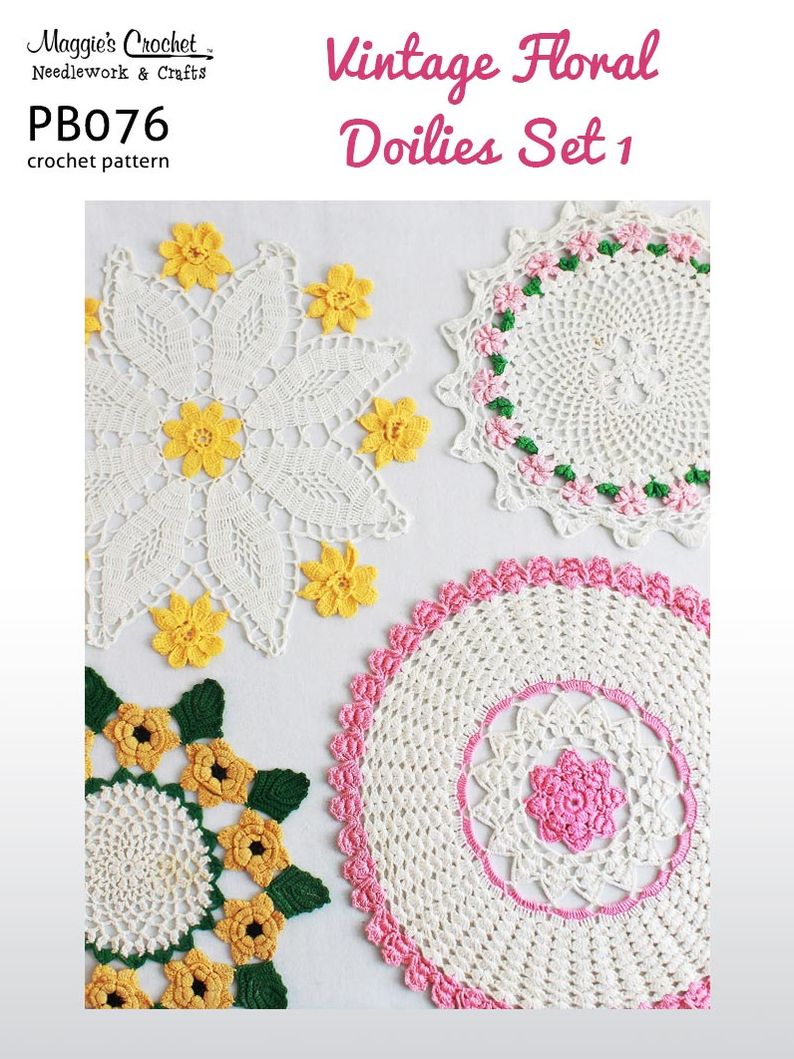 PB076-R Vintage Floral Doilies Crochet Pattern