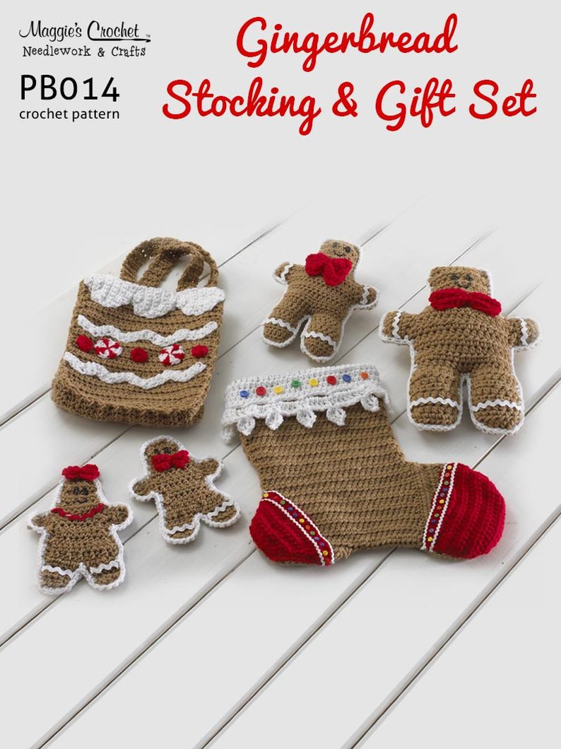 Crochet Pattern G'bread Stocking Set PB014-R
