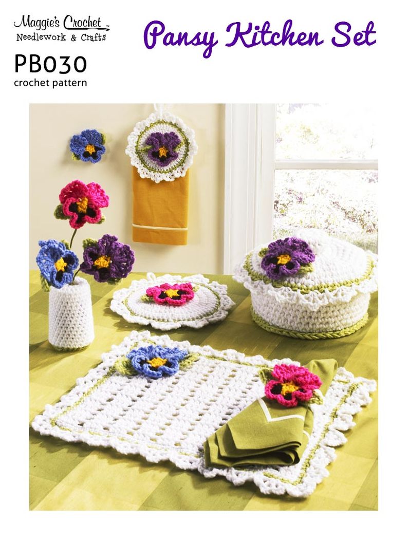 PB030-R Pansy Kitchen Set Crochet Pattern