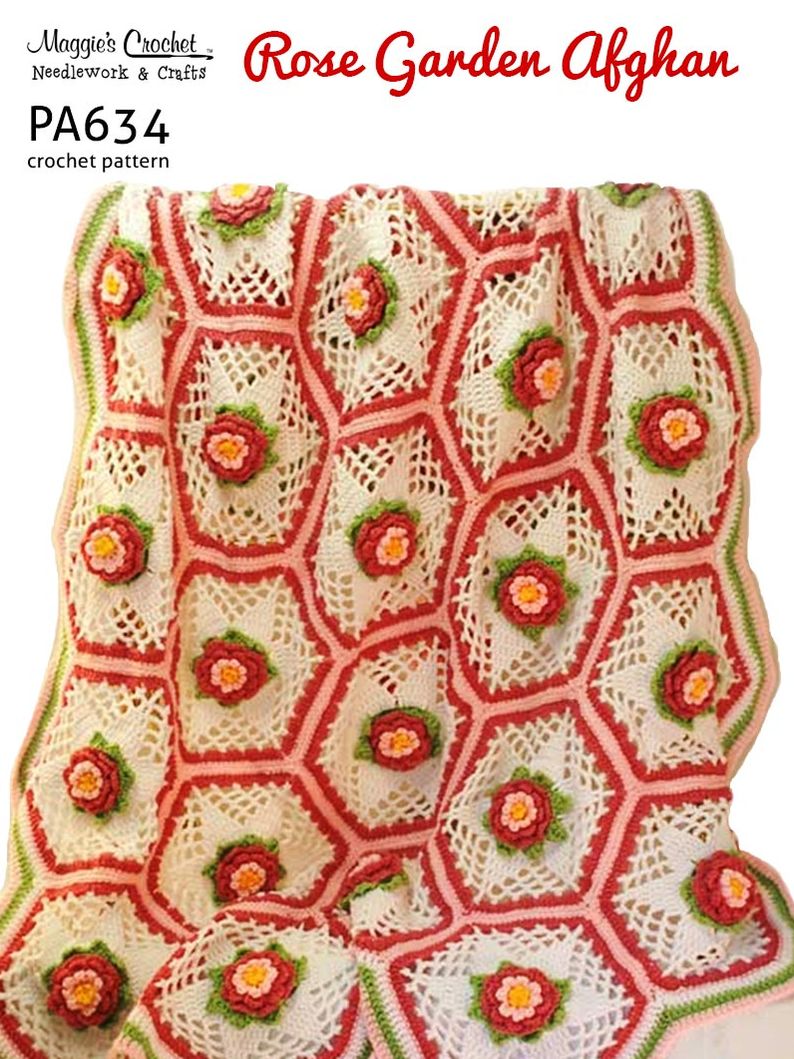 Crochet Pattern Rose Garden Afghan PA634-R