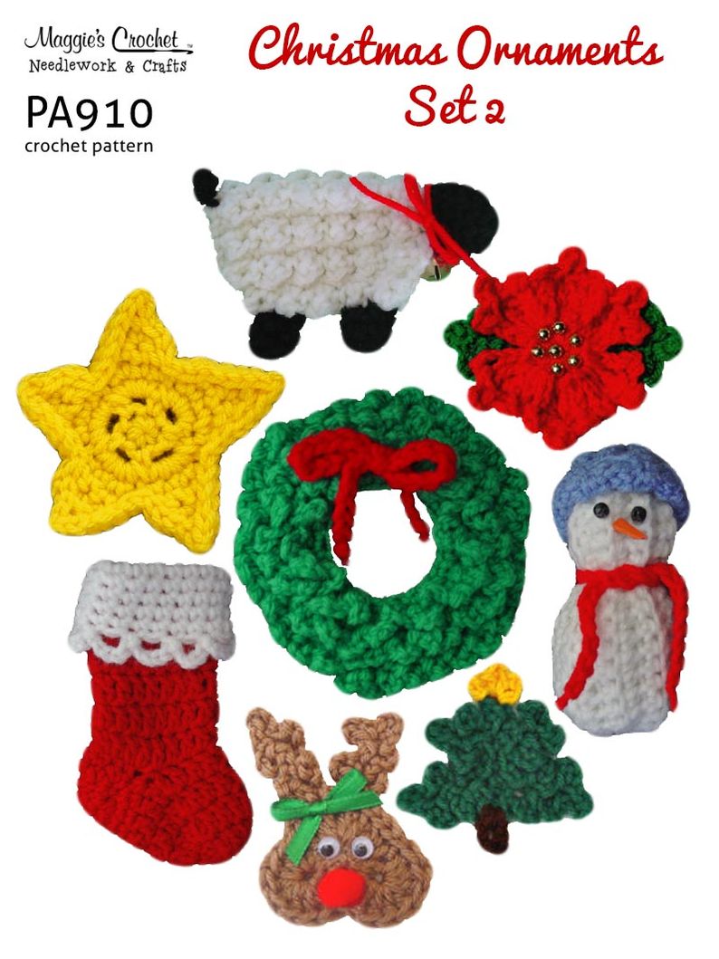 PA910-R Christmas Ornaments Set 2 Crochet Pattern