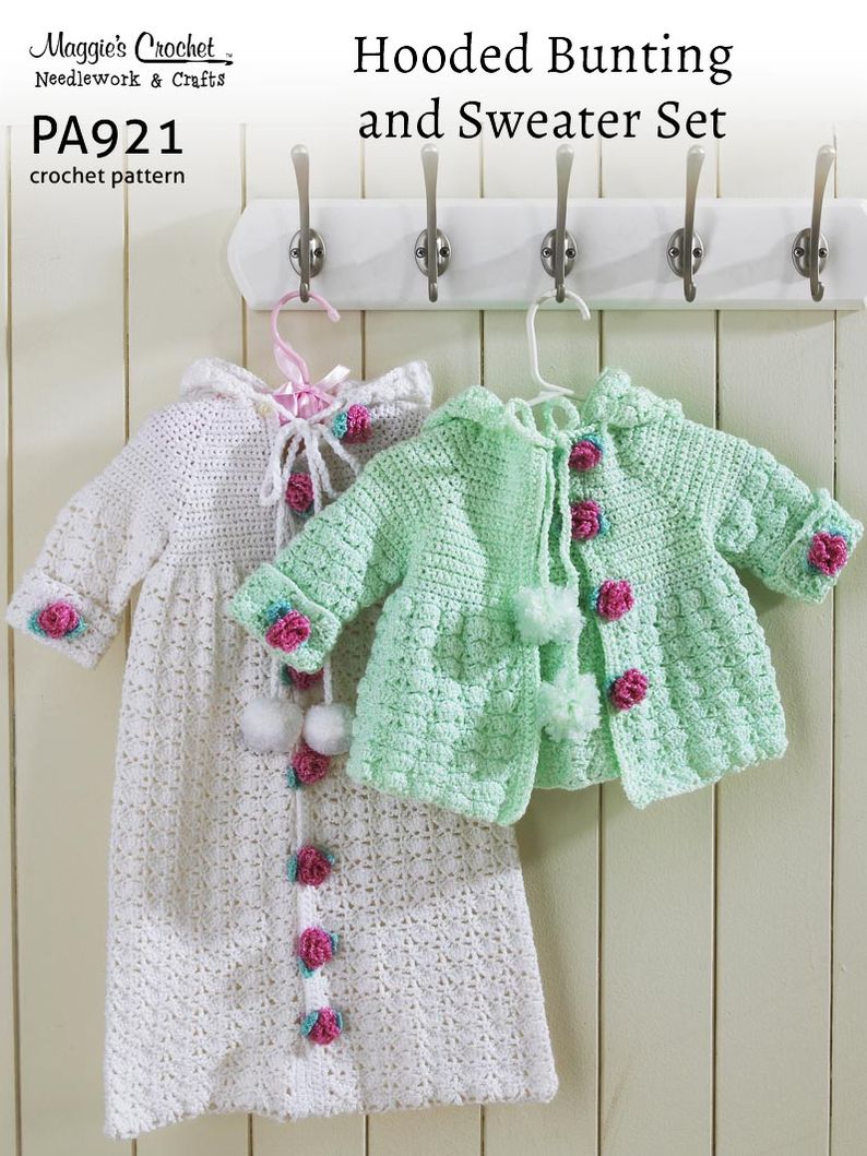 PA921-R Hooded Bunting and Sweater Set Crochet Pattern