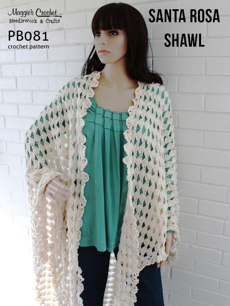PB081-R Santa Rosa Shawl Crochet Pattern