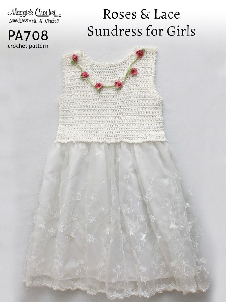 PA708-R Roses and Lace Girl's Sundress Crochet Pattern