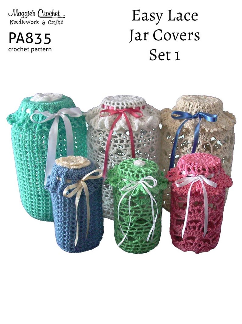 PA835-R Easy Lace Jar Covers Set 1 Crochet Pattern