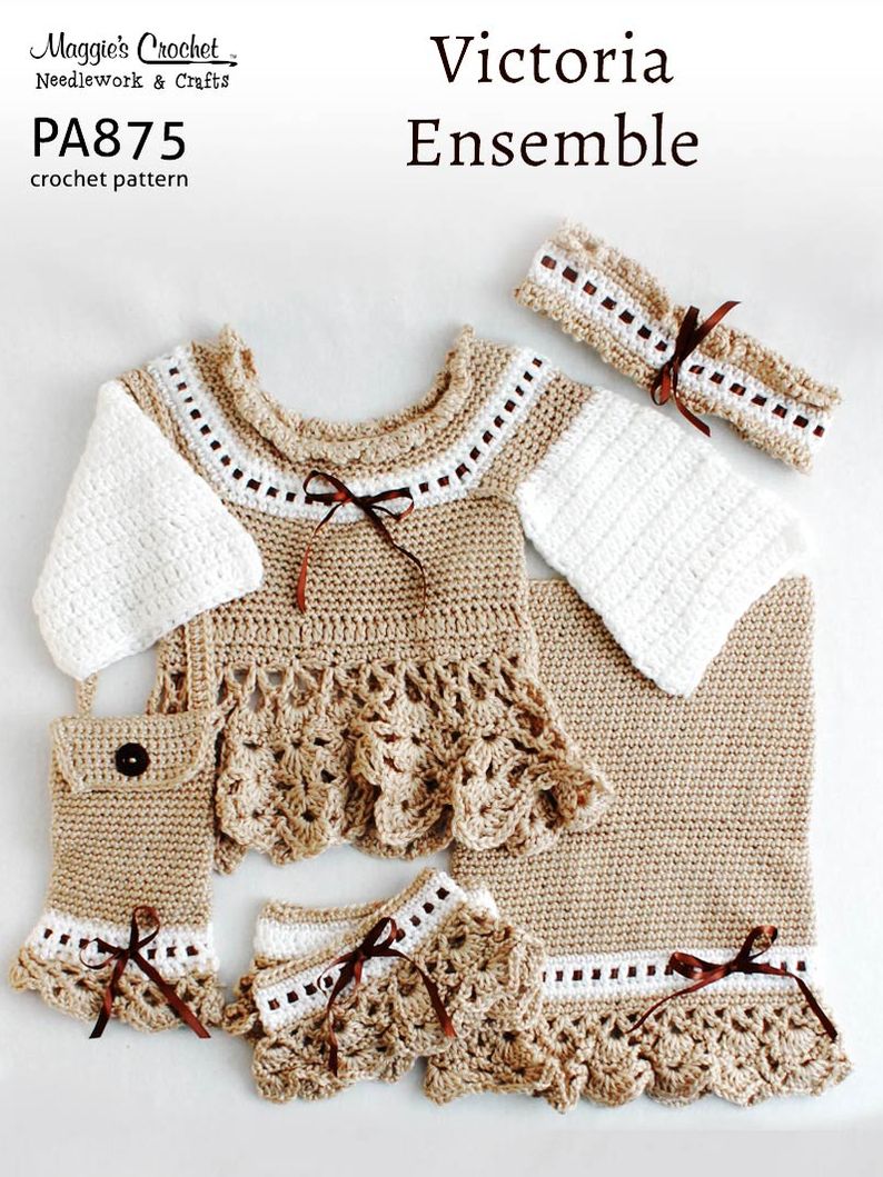 PA875-R Victoria Sweater Ensemble Crochet Pattern