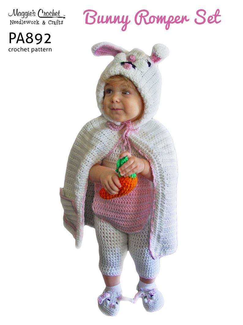 PA892-R Bunny Cape and Romper Set Crochet Pattern
