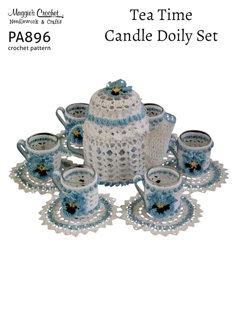 PA896-R Tea Time Candle Doily Set Crochet Pattern