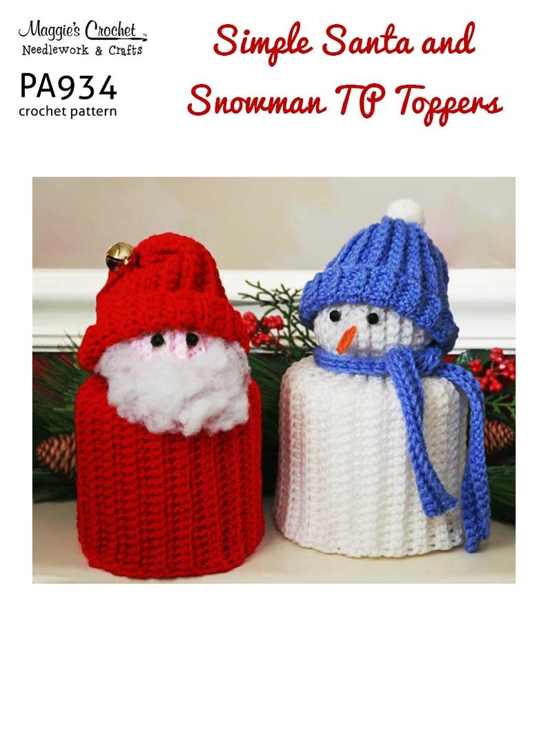 PA934-R Simple Santa & Snowman TP Toppers Crochet Pattern