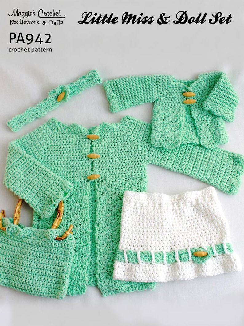 PA942-R Little Miss and Doll Set Crochet Pattern
