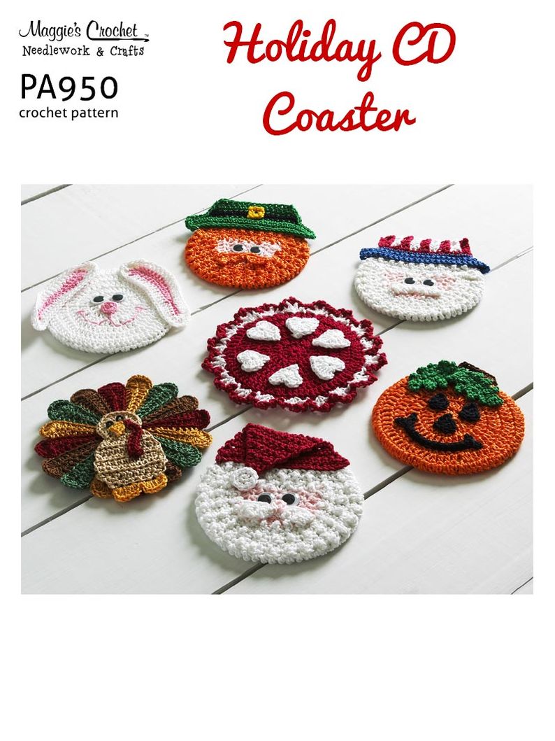PA950-R Holiday CD Coasters Crochet Pattern