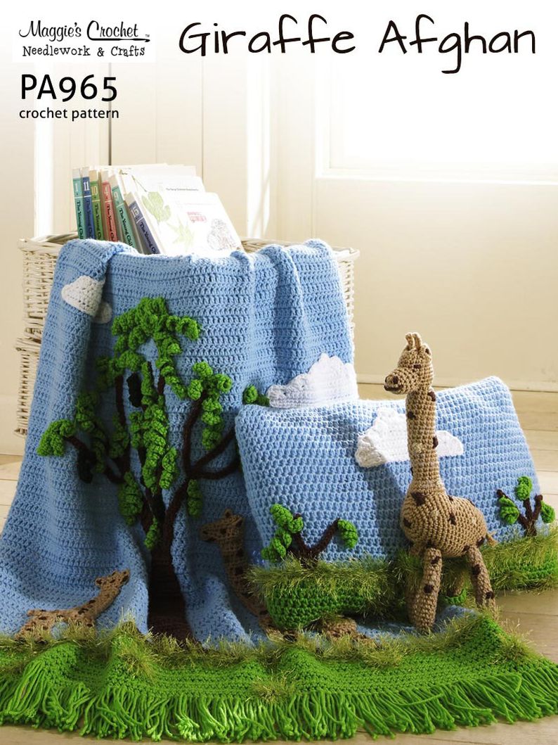 PA965-R Giraffe Afghan Pillow Toy Crochet Pattern