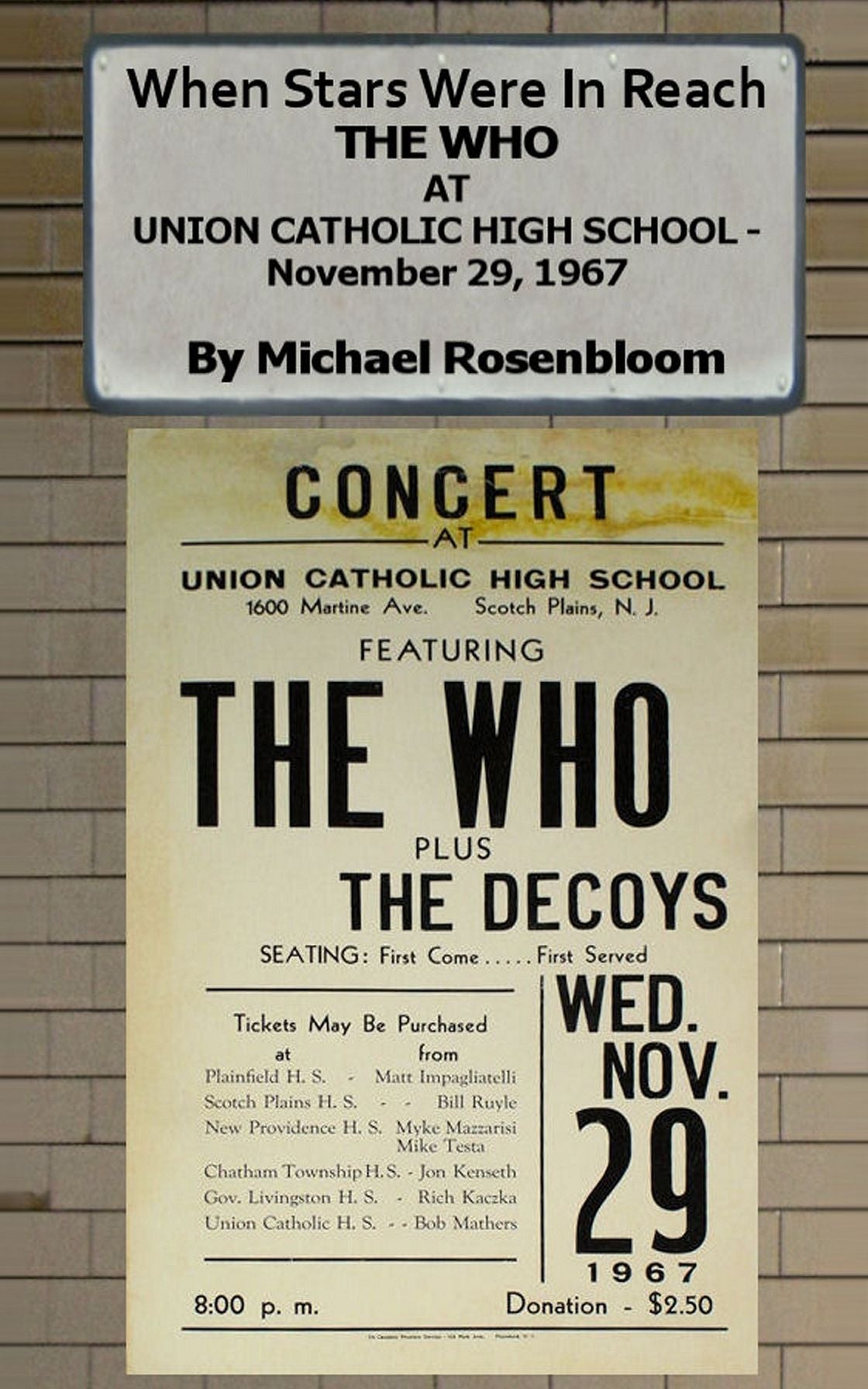 When Stars Were In Reach, The Who at Union Catholic High School - November 29, 1967