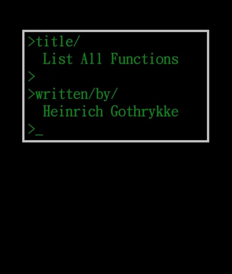 List All Functions