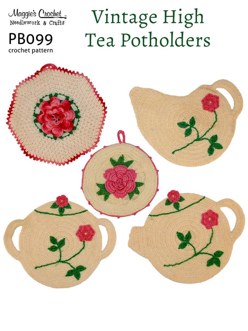 PB099-R Vintage High Tea Potholders Crochet Pattern