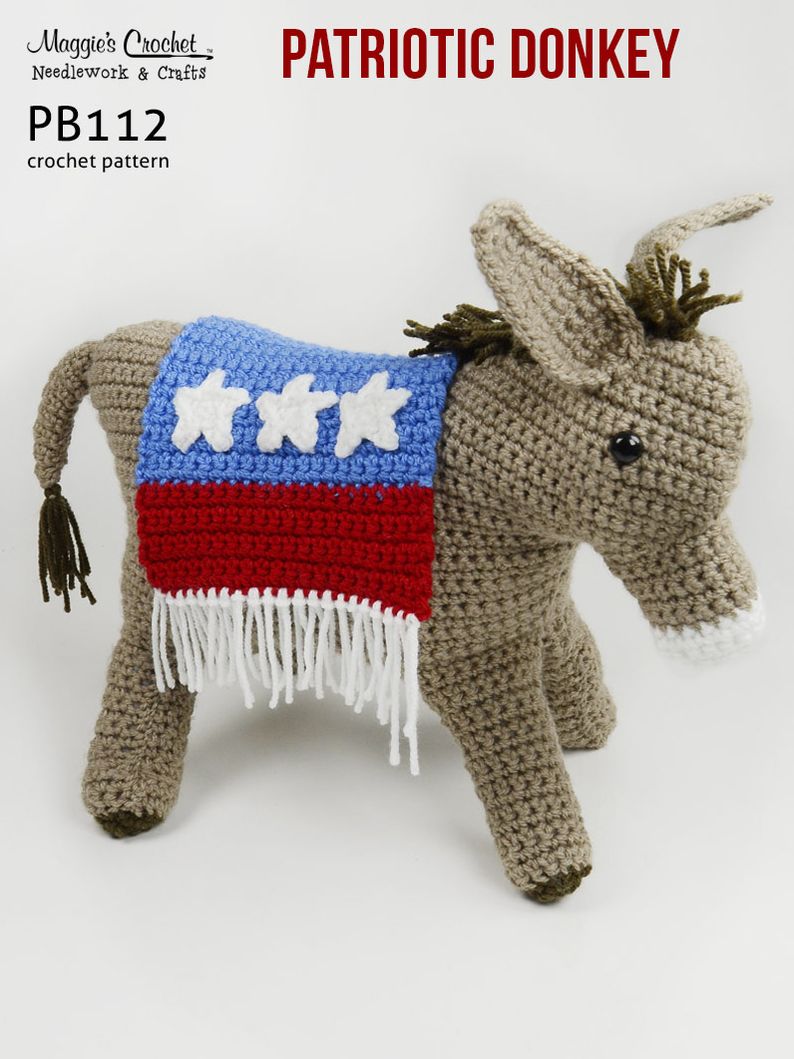 PB112-R Patriotic Donkey Crochet Pattern