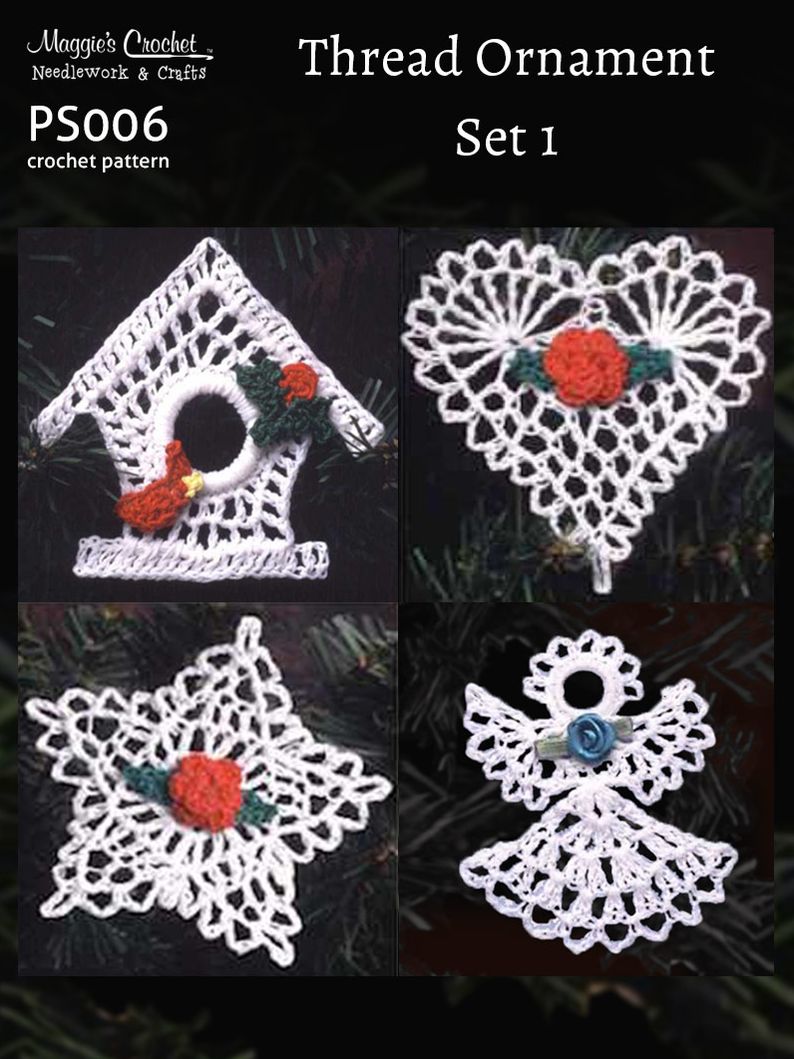 Crochet Pattern Thread Ornament Pattern Set PS006-R