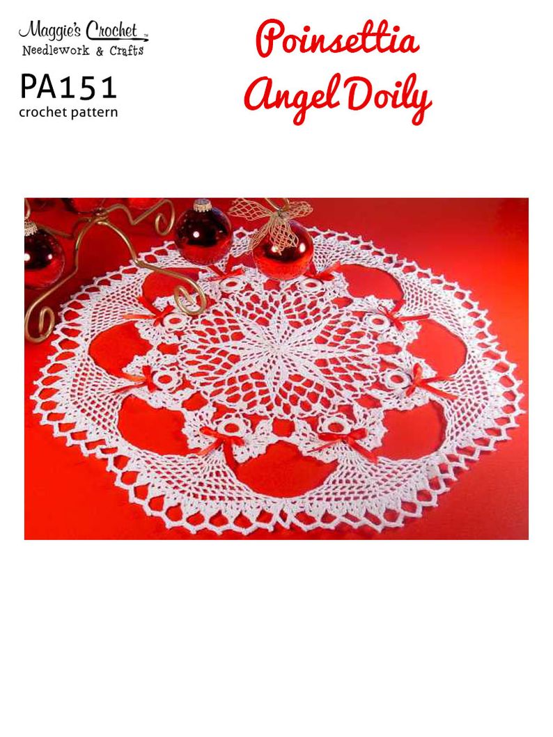 Crochet Pattern Poinsettia Angel Doily PA151-R