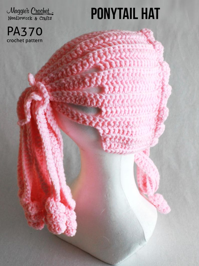 Crochet Pattern Ponytail Hat PA370-R