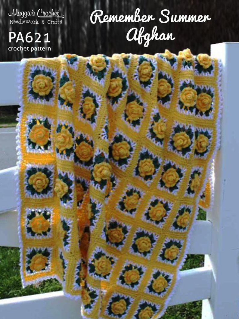 PA621-R Remember Summer Afghan Crochet Pattern