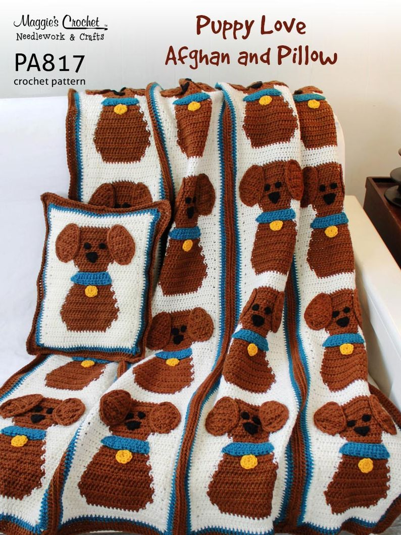 Crochet Pattern Puppy Love Afghan PA817-R