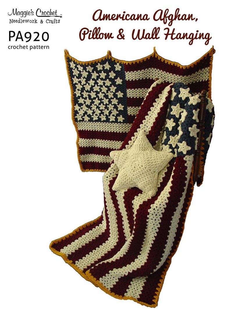 PA920-R Americana Afghan, Wall Hanging, and Pillow Crochet Pattern