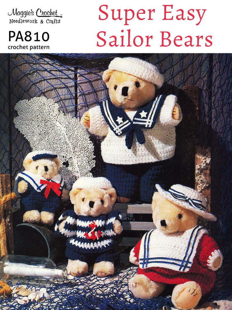 PA810-R Sailor Bears Crochet Pattern