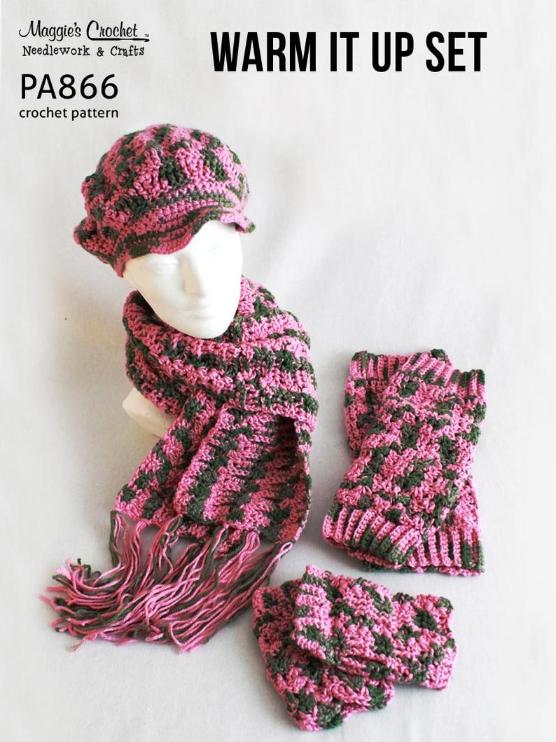 PA866-R Warm It Up Set Crochet Pattern