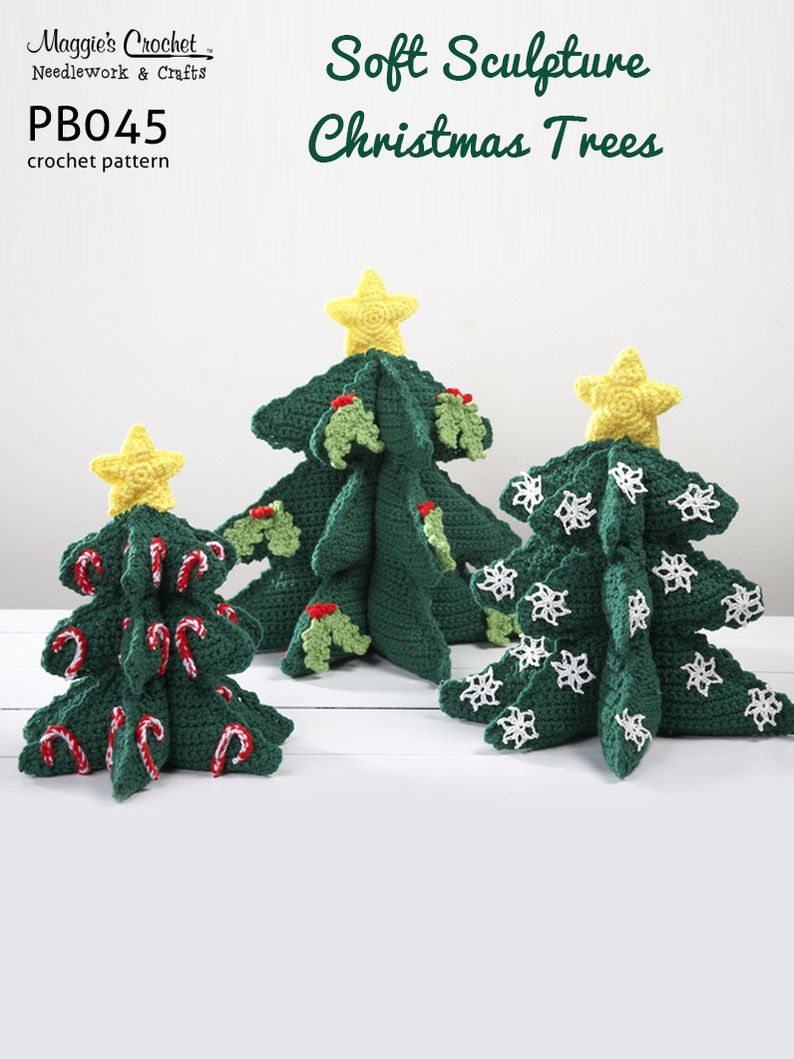 PB045-R Soft Scupture Christmas Trees Crochet Pattern
