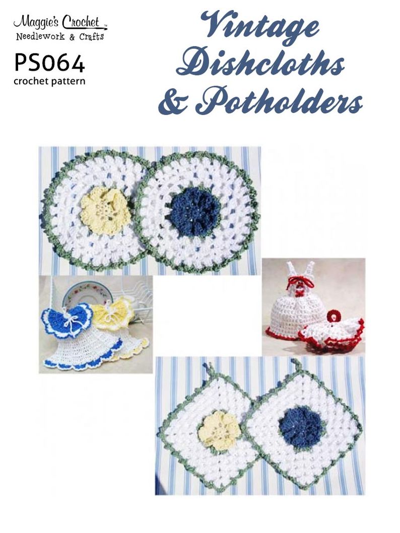 Crochet Pattern Vintage Pot Holders PS064-R