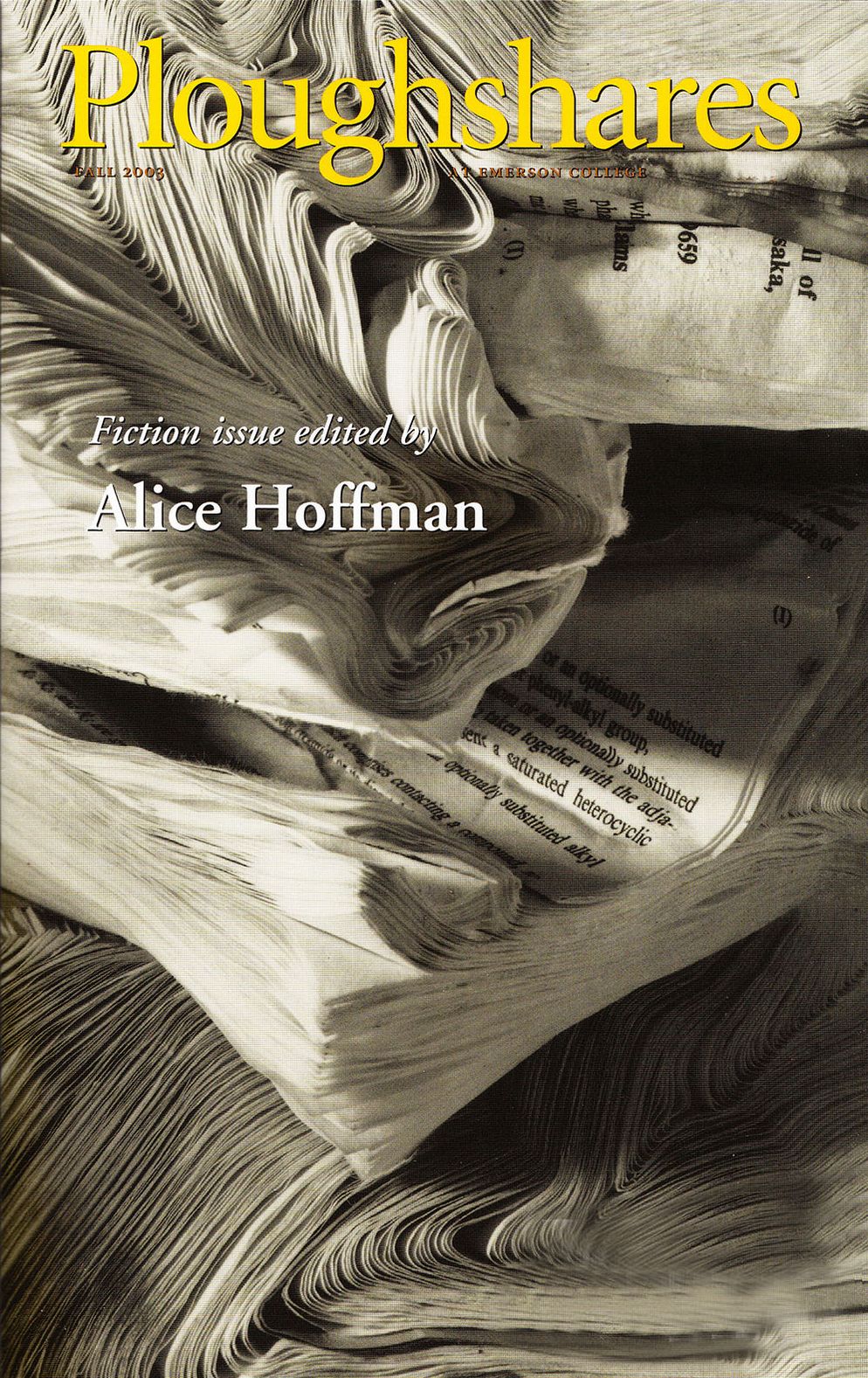 Ploughshares Fall 2003 Guest-Edited by Alice Hoffman