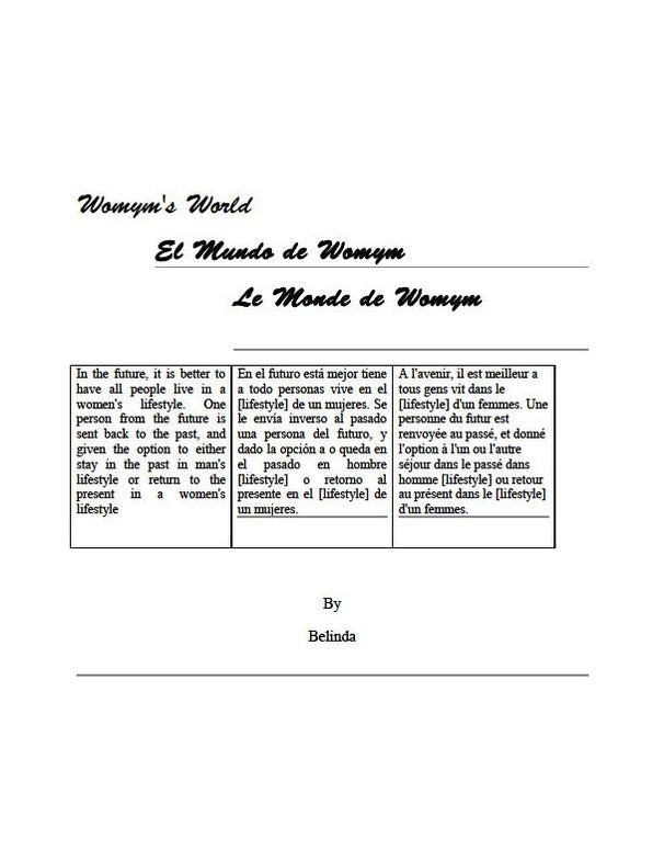 Womym's World, El Mundo de Womym, Le Monde de Womym