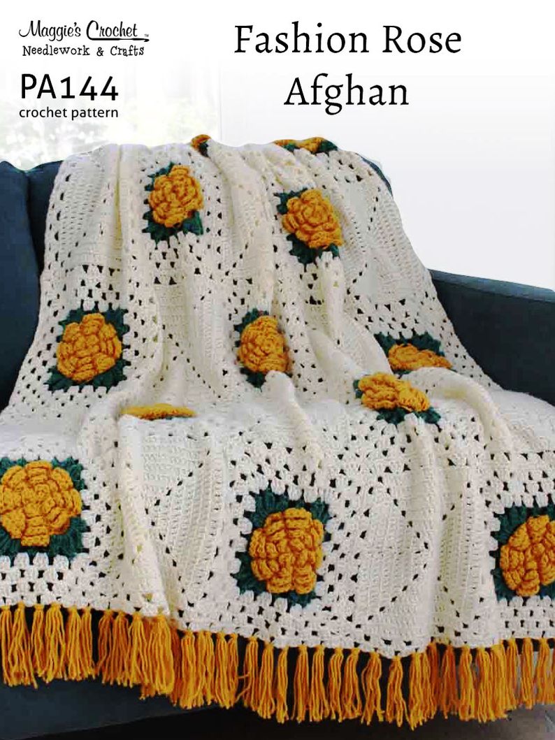 Crochet Pattern Fashion Rose Afghan PA144-R