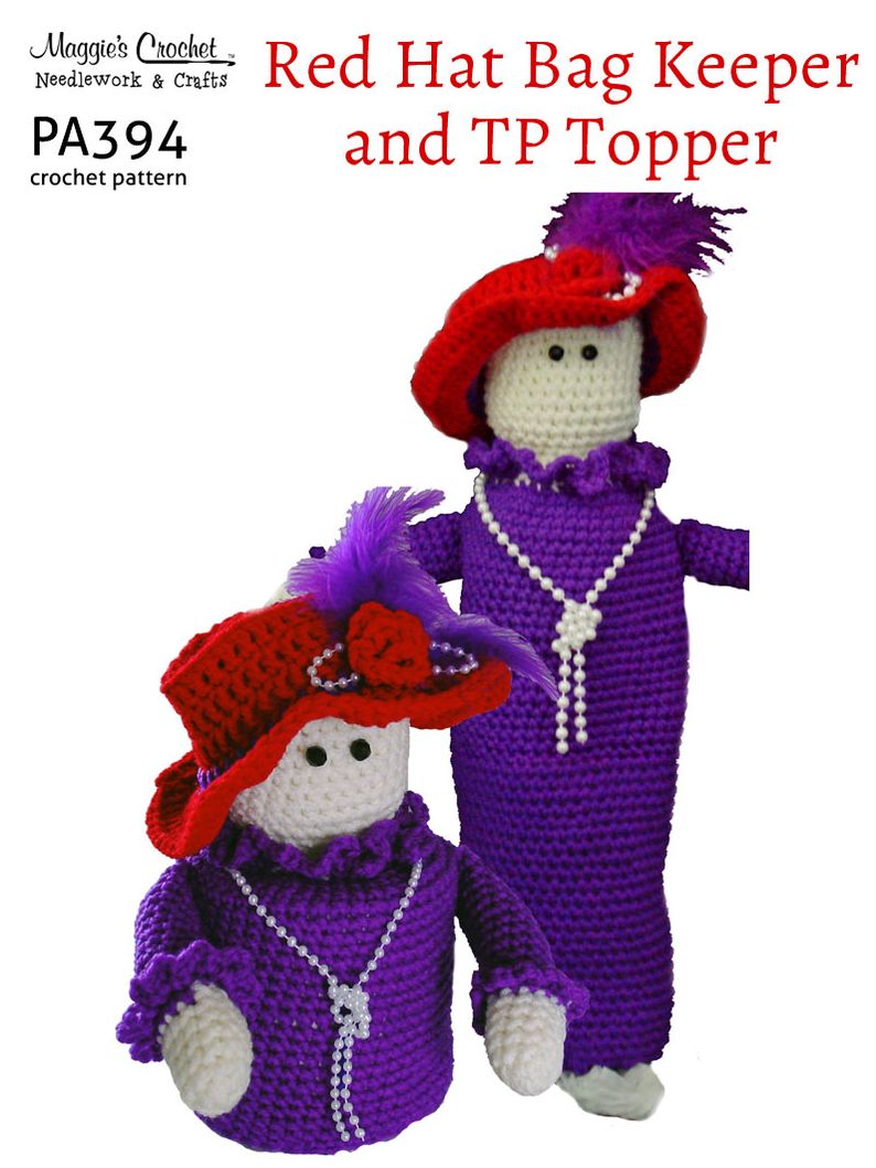Crochet Pattern Red Hat TP Topper & Bag Keeper PA394-R