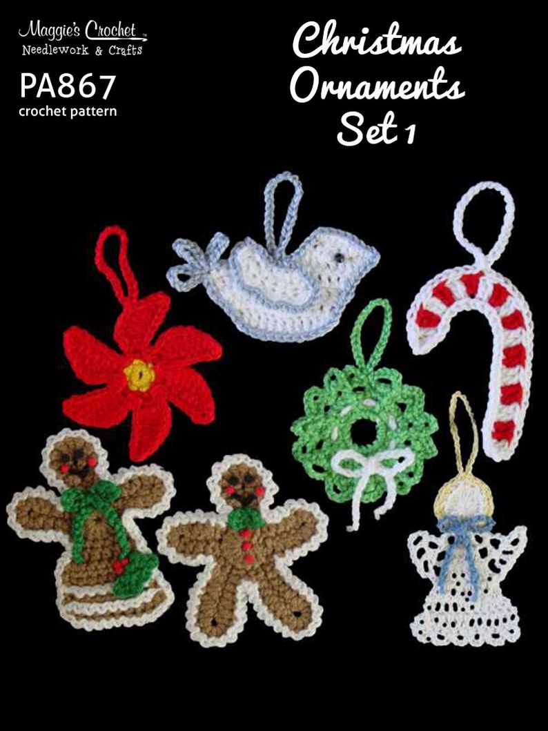 PA867-R Christmas Tree Ornament Set Crochet Pattern