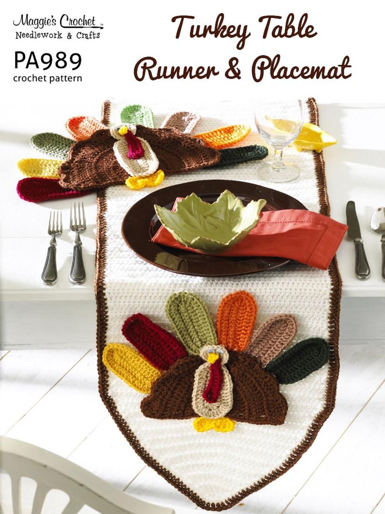 PA989-R Turkey Table Runner and Placemat Crochet Pattern