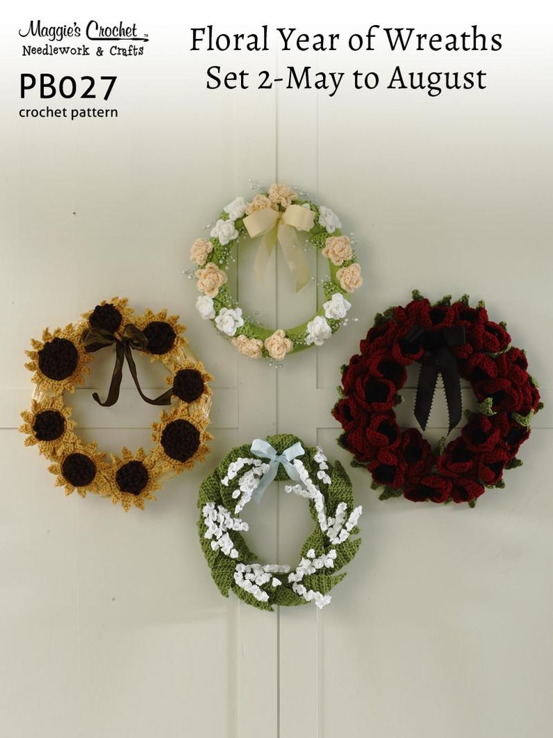 PB027-R Floral Wreaths Set 2 (May-August) Crochet Pattern