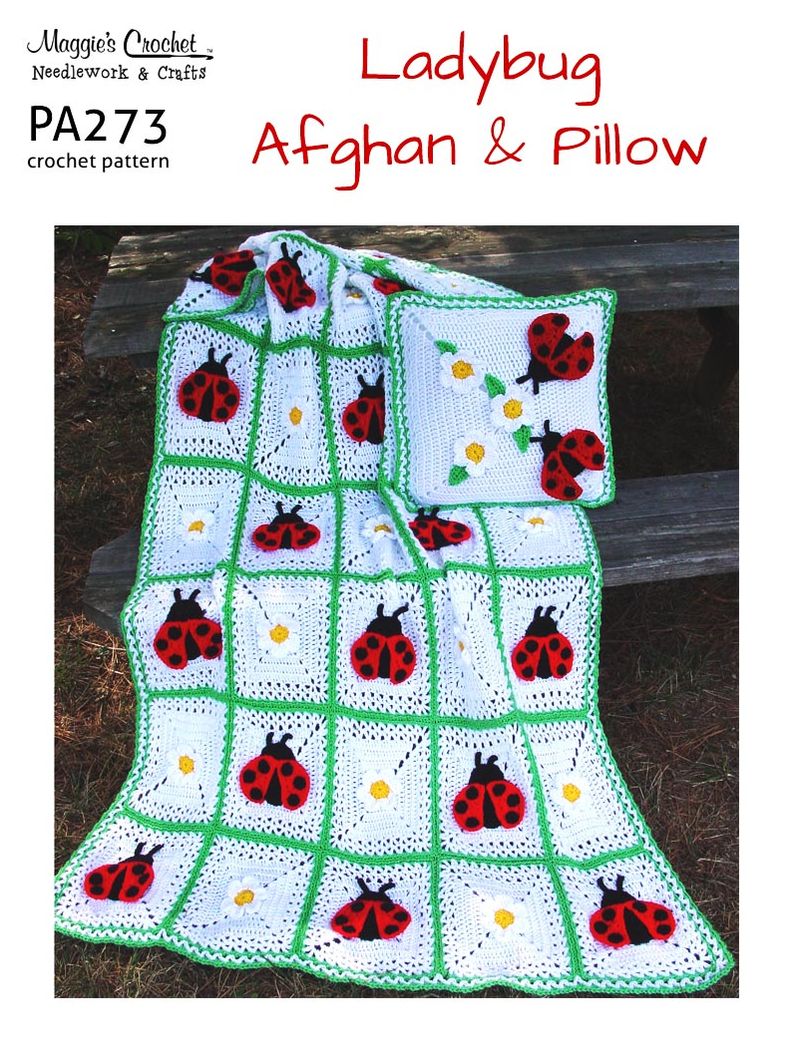 Crochet Pattern Ladybug Afghan and Pillow PA273-R