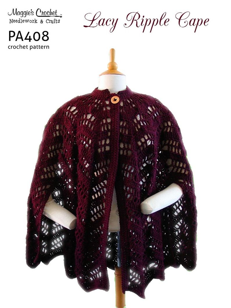 PA408-R Lacy Ripple Cape Crochet Pattern