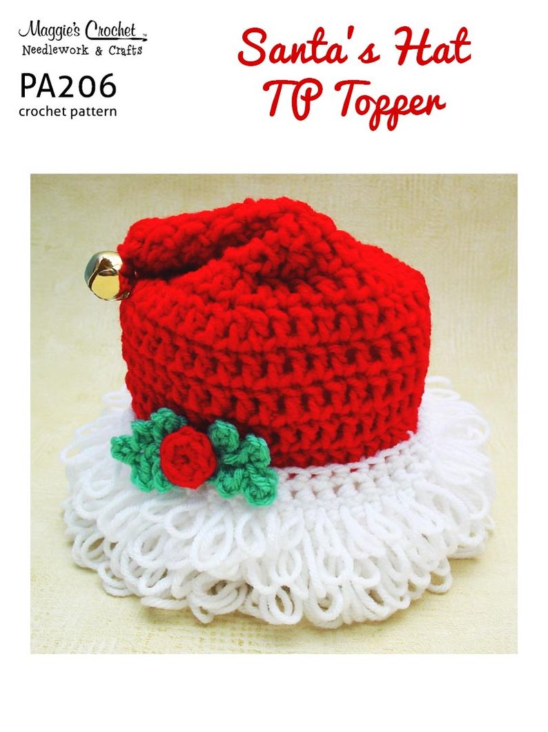 Crochet Pattern Santa Hat Toilet Tissue Topper PA206-R