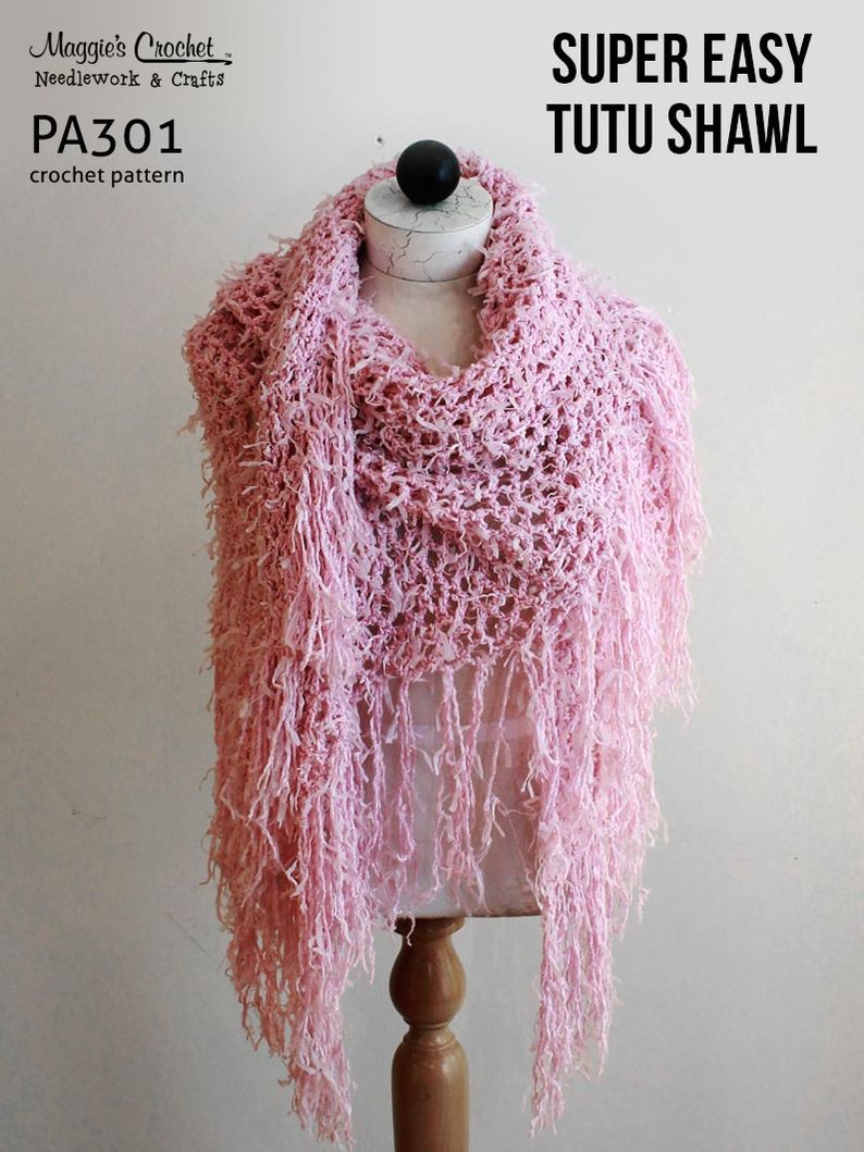 Crochet Pattern Super Easy Tutu Shawl PA301-R