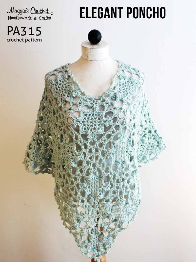 Crochet Pattern Elegant Poncho PA315-R