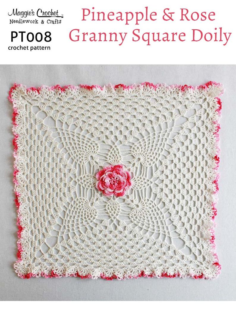 Crochet Pattern Pineapples & Rose Doily PT008-R