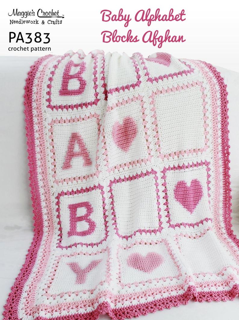 Crochet Pattern Baby's Alphabet Blocks Afghan PA383-R