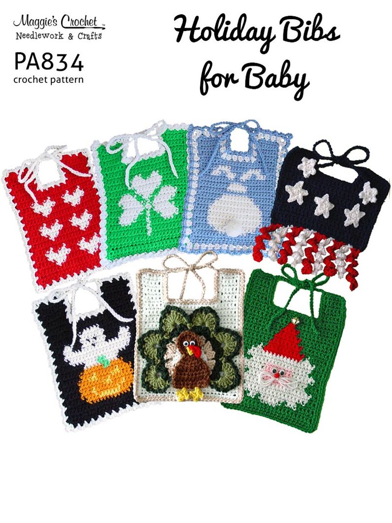 PA834-R Holiday Bibs Crochet Pattern