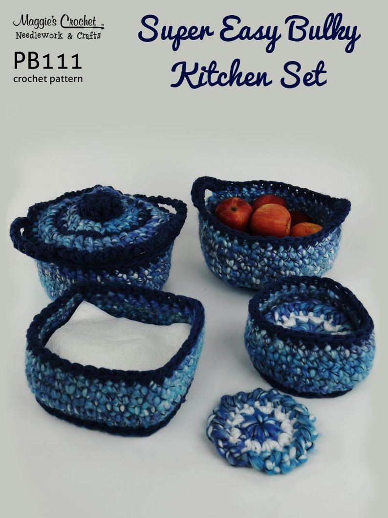 PB111-R Super Easy Bulky Kitchen Set Crochet Pattern