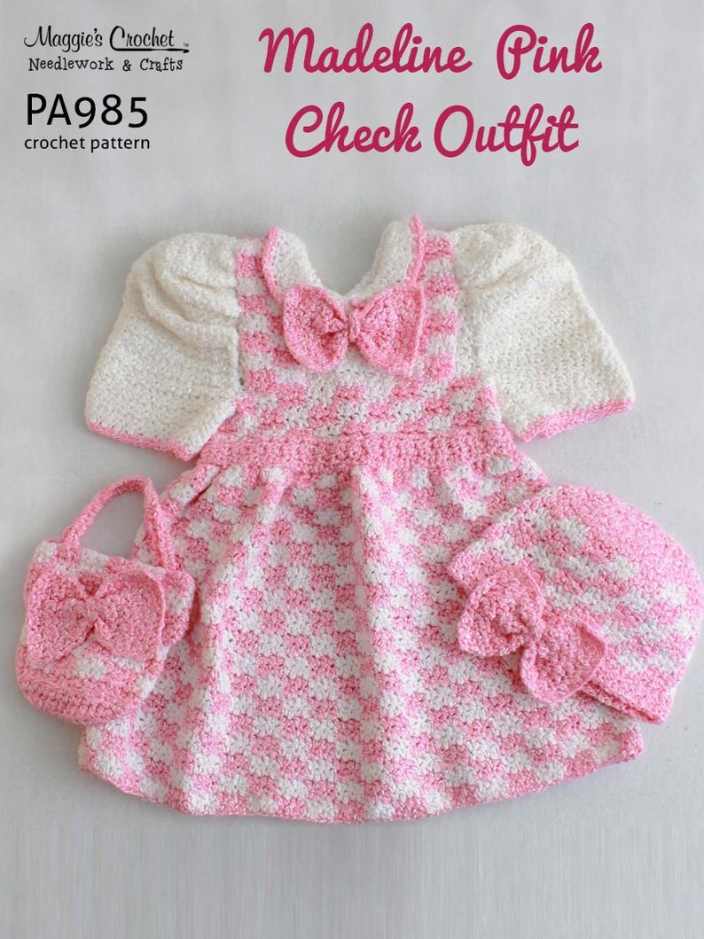 PA985-R Madeline Pink Checked Outfit Crochet Pattern