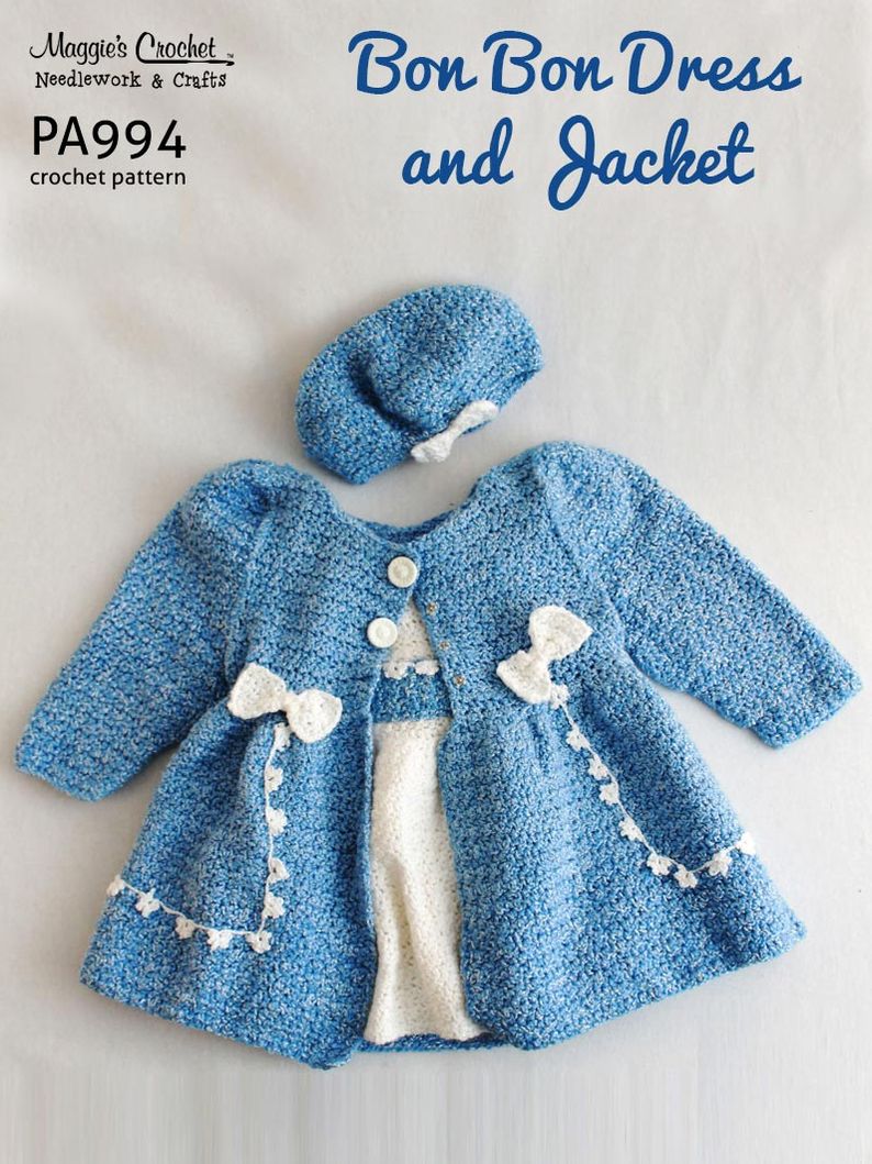 PA994-R Bon Bon Dress and Jacket Set Crochet Pattern